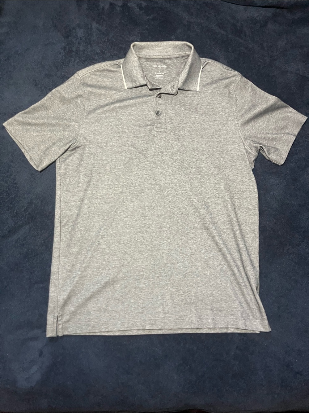 Van Heusen Light Gray Heather Polo with Contrast Trim